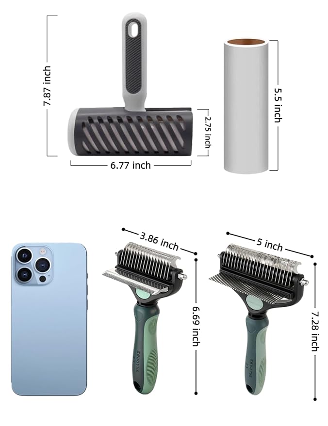 3PCS Dog Brushes for Grooming, 2-in-1 Double-Sided Detangling & Deshedding Tool That Stops Mats & Shedding on Golden Retrievers, Huskies, Samoyeds, Peacock Green