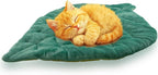 Leaf Shaped Self-Warming Cat Bed Mat – 26"x20" Cotton Pet Pad, Cat Blanket for Indoor Cats, Cat Lick Mat, Cat Heating Pad, Soft Kitten Cushion & Puppy Mattress (Green)