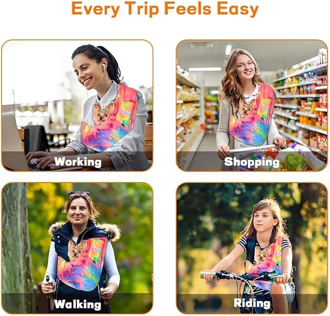 Dog Sling Carrier - Dog Sling for Small Dogs up to 10 lbs, Dog Carrier Sling with Adjustable Safety Strap & Buckle,Portable Dog Slings for Travel, Hands Free Cat Sling (Fruits)