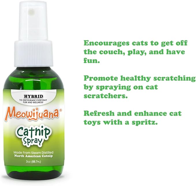 Meowijuana Catnip & Silvervine Spray Trio - 3 oz | High Potency Formula | Natural Formula for Pet Owners & Multi-Cat Households | Enhance Playtime & Relaxation | Perfect for New Cat Owners