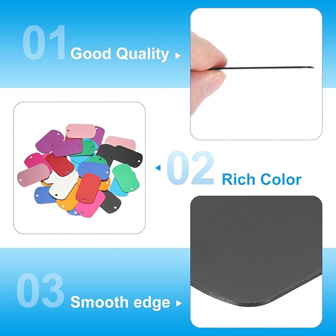 MECCANIXITY Blank Dog Tags Rectangle Blank Aluminum Blank Keychains Laser Engraving Blanks ID Name Tag Metal Personalized Pet Tags for DIY Crafts Black, 300 Pack