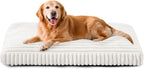 XL Dog Bed, Flat Pet Beds with Removable Washable Cover, Pet Mat Cute Dog Crate Bed Thick Shredded Chopped Crate Foam & Anti Slip Bottom for Indoor, 42"x27"x4" Cream
