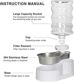 Sfozstra Dog Water Bowl Dispenser: 6L White Lagre Stainless Steel - BPA-Free - Automatic Gravity Pet Water Dispenser for Busy Owners