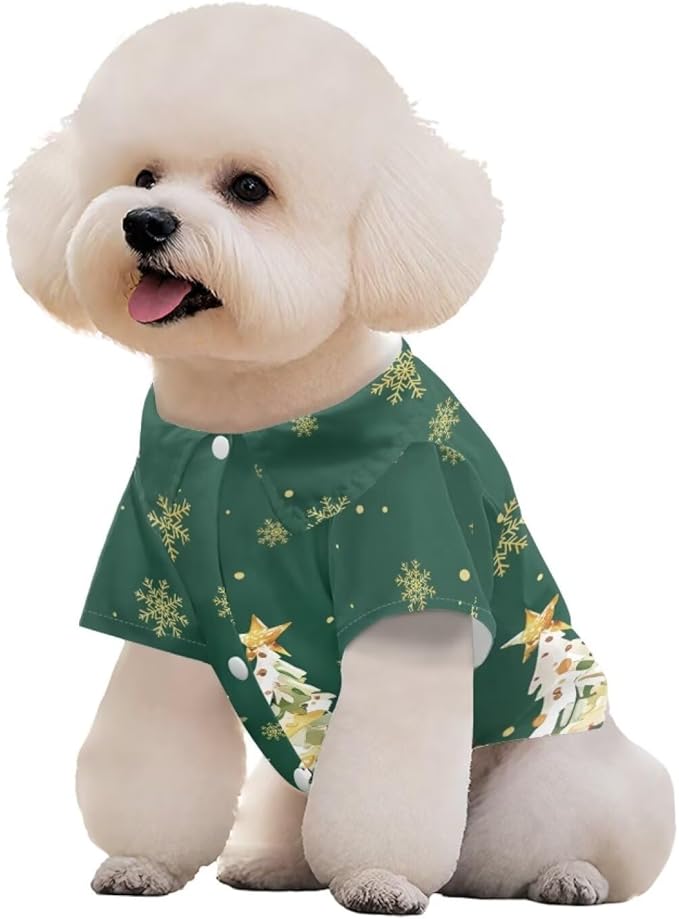 Christmas Tree Dog Shirts for Medium Dogs Girl Boys Cat Clothes Shirt Soft Birthday Puppy Shirt Yorkies Chihuahua Outfits Costume Apparel Christmas Party Clothing Collar for Outdoor Playing