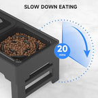 ELS PET Elevated Dog Bowls, Adjustable Raised Dog Bowls with No Spill Dog Water Bowl and Stainless Steel/Slow Feeder, Stand for Small Medium Large Dogs,Cats & Pets (Plastic)