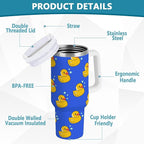 Boccsty Rubber Yellow Duck Blue Insulated Tumblers Reusable Stainless Steel Tumbler 30 oz Cup Coffee Travel Mug Water Bottle with Handle & Flip Straw for Home Office Car