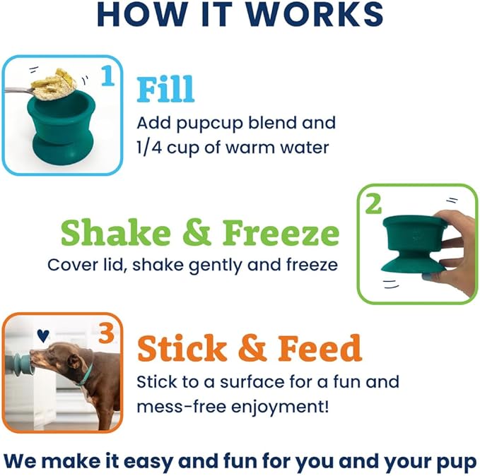 PUPCUP - Frozen Dog Toy, Licking Toy, Dog Enrichiment Toy for Boredom, Suction Base, Easy Clean, Fillable and Freezable Toy