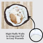 Evelots Warm Pet Bed for Cats or Small Dogs - Calming, Anti-Anxiety, Soft, Cozy Donut Cuddler -Removeable Fluffy Sherpa Insert- Machine Washable -Fleece Lining- Non-Slip Bottom -Assorted Colors