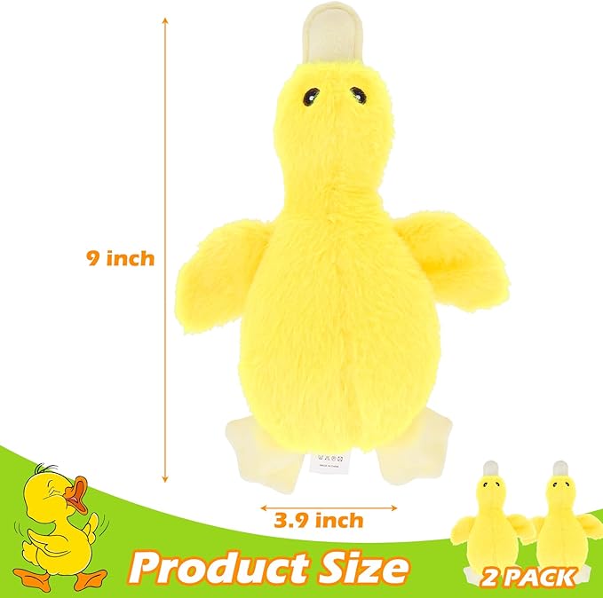 EXPAWLORER Plush Squeaky Duck Dog Toy - Soft Stuffed Small Dog Toys Cute Yellow Duck, Best Birthday Gift Interactive Filled Chew Toys for Puppy Small Medium Dogs Biting Training Teething, 2 Pack