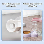 Tfwadmx Double Rabbit Bowls Cat Automatic Feeder with Gravity Water Bottle No Spill Detachable Dog Stainless Steel Bowl Set for Bunny Puppy Kitty Kitten Ferret Squirrel