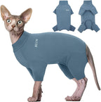 ROZKITCH Cat Clothes for Cats Only Male Female, Breathable Soft Jumpers for Sphynx Only, Coat with Four Legs, Warm Sweater T-Shirt Pajamas Jumpsuit Vest Cornish Rex, Devon Rex, Peterbald Blue S