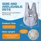 Sling Carrier for Carry Small Dogs and Cats,Soft Waffle Pattern Portable Pet Front Backpack，Reducing Back Pain, for outings,Travel, for Small Pet Up to 13lb,Grey