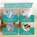 1 Roll Cat Scratch Furniture Protector Tape – Double-Sided Sticky Training (4" x 20ft) – Anti-Scratch Sofa & Couch Guard – Clear, Easy to Apply & Remove – Not for Leather, Velvet, Microfiber
