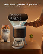 MeowServe B10 Automatic Cat Feeder, 3L Timed Pet Feeder with One-Touch Top Button Feeding, Dual Power, Anti-Bug Design, Visible Hopper, Up to 6 Meals Daily for Cats and Small Dogs