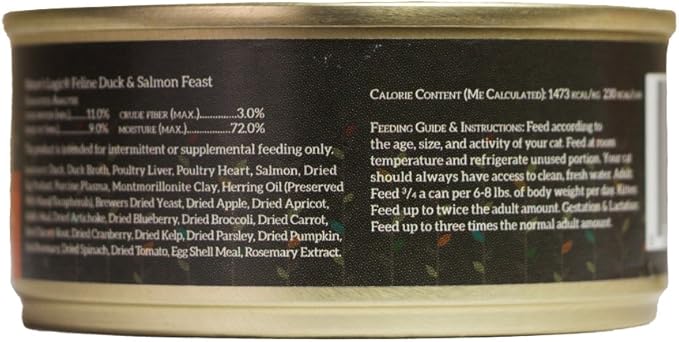Nature's Logic Wet Can Cat Food - Feline Duck & Salmon Feast 95% Animal Ingredients - No Synthetic Vitamins, Minerals or Artificial Additives, 100% Natural, Grain-Free- Duck & Salmon (5.5 oz, 24 pack)