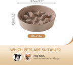Ceramic 7.3 inch Dog Bowl Slow Feeder, Slow Pet Food Dish for Medium and Small Dog, Stop Bloat, Preventing Choking(Single Bowl, Brown Coffee)