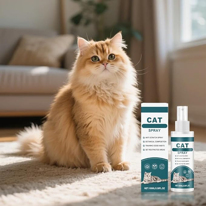 Effective Cat Deterrent Spray, Natural Cat Repellent Indoor Outdoor, Safe Cats Scratch Deterrent for Furniture, Cats Spray Deterrents for Urine Marking in House, 3.38 FL Oz (3)