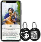 MYLUCKYTAG Stainless Steel QR Code Dog Tags - Scan QR for Instant Pet Location Alert Email