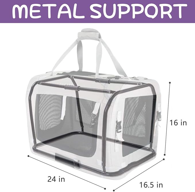 Extra Large Cat Carrier Soft Sided, Portable Small Dog Carrier for 2 Cats, 24"x16.5"x16" Car Travel Folding Comfortable Design, Purple
