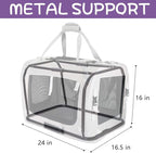 Extra Large Cat Carrier Soft Sided, Portable Small Dog Carrier for 2 Cats, 24"x16.5"x16" Car Travel Folding Comfortable Design, Purple