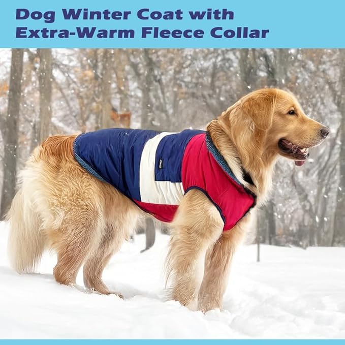 Dog Coat Reversible Winter Jacket for Small Dog Puppy Cozy Fleece Lining Size XL