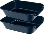 2 Pack Extra Large Dog Litter Box Pan Tray (ABS Material), Low Entry Jumbo Senior Litter Boxes for Multiple Kitten Big Cats, Pet Safe Indoor Dog Potty (Dark Blue, 20" L x 15" W)