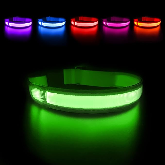 MASBRILL LED Dog Collar - Light Up Dog Collars Rechargeable - Waterproof Night Walking Glowing Dog Collar for Small, Medium, Large Dogs