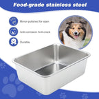 5 Gallons Large Dog Water Bowl, Stainless Steel Metal Dog Bowls, Large Capacity Pet Food Bowl Water Dish for Indoor and Outdoor Universal for Giant Dogs 17.7x13.8x6 Inch