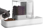 Automatic Small Pet Feeder and Water Dispenser, 2 in 1 Gravity Cat Auto Cat Small Medium Dog Feeder and Waterer Set Dish for Puppy Kitten Pets (White)