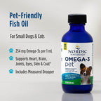Nordic Naturals Omega-3 Pet, Unflavored - 2 oz - 294 mg Omega-3 Per One mL - Fish Oil for Small Dogs & Cats with EPA & DHA - Promotes Heart, Skin, Coat, & Immune Health