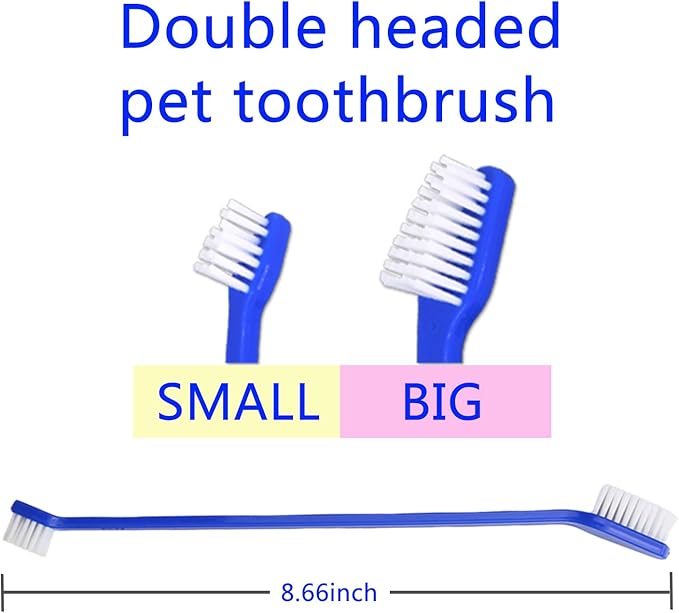 Newday Dog Toothbrush Set of 8 - Dual Headed, Dental Hygiene Convenient Soft Toothbrush to Clean pet Teeth, Dog Tooth Brushes for Small to Large Dogs, Cats, and Most Pets, Teeth Brush in Bulk