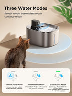 Wireless Cat Water Fountain Stainless Steel with Sensor, 4000mAh Battery Operated, 4L/135fl oz Pet Water Fountain for Cats Dogs, Ultra Quiet Cat Drinking Fountain with 2 Filters (YPD-C004S)