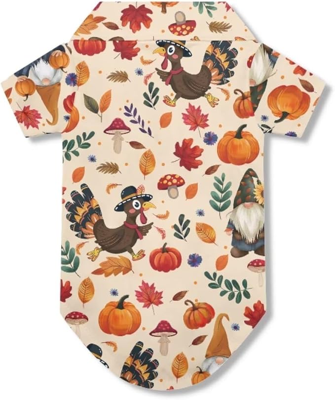 Turkey Dog Shirt for Small Dogs Cute Puppy Cat Polo T-Shirt, Soft Pet Thanksgiving Clothes Boy Girl Outfit for Dogs & Cats Lightweight Pet Shirt for Birthday & Outdoor Apparel