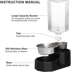 Sfozstra Dog Water Bowl Dispenser: 7L Large Black Gravity Stainless Steel Bowl - Without Filter - Pet Feeder for Pets Indoor/Outdoor Use by Owners