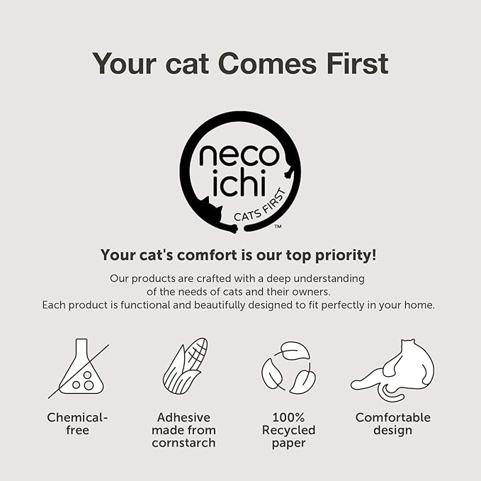 Necoichi Cardboard Cat Scratcher Bed for Indoor Cats - Cat Scratching Board, Horizontal Cat Scratch Pad Lounger with Reversible Usability and Extra Comfort for Lounge, Curved (18" Medium, Dark Cherry)