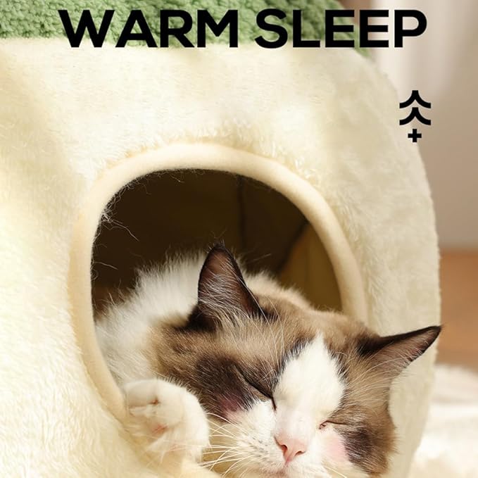 Cat Bed Ultra-Soft 2-in-1 Plush Cat Bed Indoor Cat House Bed Pad with Removable Cushion - Relieves Muscle, Joint Pressure for Ultimate Pet Comfort, Anti-Slip Design, Washable (Small)