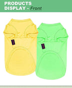 2 Pack Dog Shirts, Summer Pet Sleeveless Vest, Breathable Dog Clothes, Stretchy Tank Top T-Shirts for Large Medium Dogs, Grass Green+Lemon Yellow (XL)