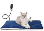 Rest-Eazzzy Cat Heating Pad, Cat Bed with Removable Cover Heated Cat Bed 5 Level Timer and 5 Level Temperature, Cat Beds for Indoor Warming Mat for Cat Dog (Heat pad, Pure-Blue,L)
