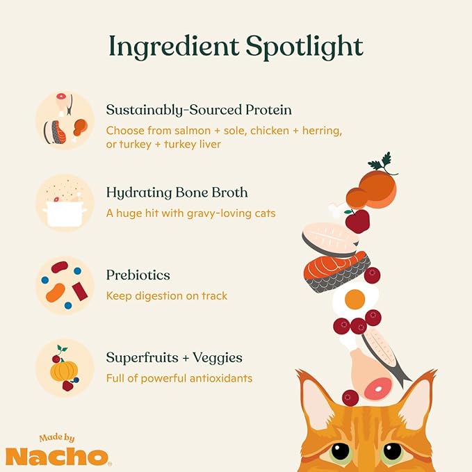 Made by Nacho Pate Wet Cat Food Variety Pack, Chicken, Salmon, and Turkey, 5.5 Ounce Cans, Grain-Free Canned Pet Food, Bone Broth Infused for Hydration, Limited Ingredients, 12 Pack