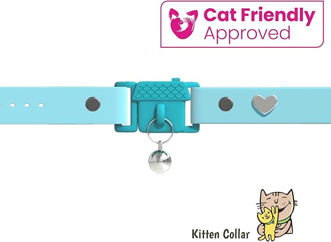 Kittyrama Aqua Kitten Collar with Bell. Award Winner. Vets & Cat Experts Approved. Breakaway Quick Release, Comfy & Lightweight