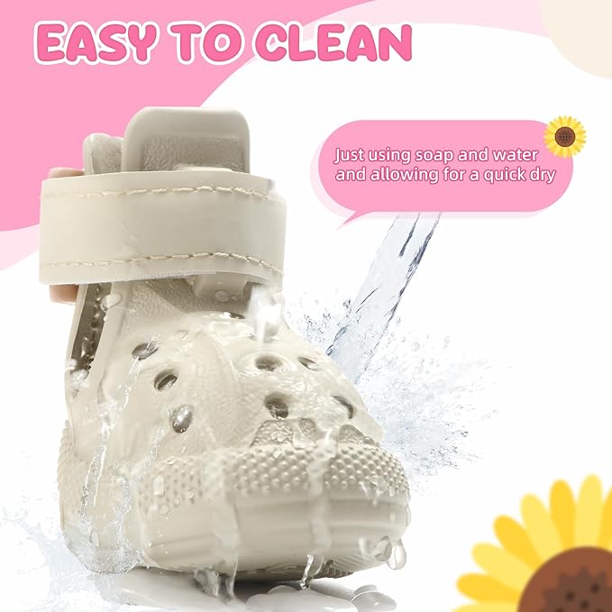 Lukovee Dog Shoes for Hot Pavement - Breathable Non Slip Dog Sandals with Reflective Stripes, Easy ON & Off, Easy-Clean Summer Outdoor Pet Boots for Small Medium Large Dogs (White, Size 4)