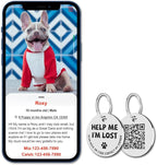 MYLUCKYTAG Stainless Steel QR Code Dog ID Tags Cat Tags - Pet Online Profile - Scan QR Receive Instant Pet Location Alert Email