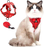 Cat Harness and Leash Set: Upgraded Escape Proof Vest with Lead for Large Cat Small Dog Puppy Walking, Soft Jacket Reflective Strips L Size Red