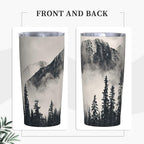 Dujiea 20oz Tumbler With Lid And Straw, Foggy Mountains And Trees Vacuum Insulated Iced Coffee Mug Reusable Travel Cup Stainless Steel Water Bottle