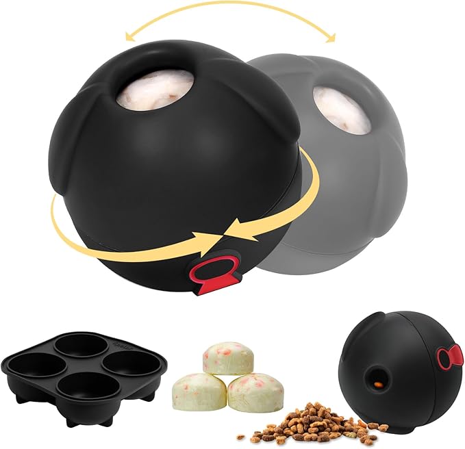 Yipetor Interactive Treat Dispensing Dog Toys, Heavy Duty Frozen Dog Treat Ball - Slow Feeding Puppy Lick Bowl Tough Chew Toy for Large Medium Dogs to Keep Them Busy/Relief Anxiety/Puzzle Stimulate