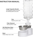 Sfozstra Automatic Pet Water Dispenser: 9L Lagre Dogs Stainless Steel Gravity Feeder - Convenient Drinking Water Dispenser Designed for Dogs and Cats (White, 9L)