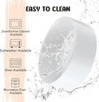 SPUNKYJUNKY 15° Slanted Ceramic Dog and Cat Bowl with Wooden Stand, Tilted Bulldog Food and Water Bowl No Slip Non-Spill for Cats Medium Dogs Big Face Pets 13.5 OZ (1.7 Cups, White × 2)