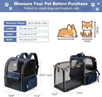 Lekebobor Large Cat Backpack Carrier Expandable Pet Carrier Backpack for Small Dogs Medium Cats Fit Up to 18 Lbs, Dog Backpack Carrier, Foldable Puppy Backpack Carrier for Travel, Hiking,Blue