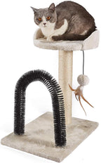 PEEKAB Cat Scratching Post with Cat Tower Tree and Cats Arch Self Groomer Massager Brush Kitty Ball Toys for Kittens and Small Cats