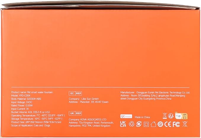 Wireless Cat Water Fountain Stainless Steel with Sensor, 4000mAh Battery Operated, 4L/135fl oz Pet Water Fountain for Cats Dogs, Ultra Quiet Cat Drinking Fountain with 2 Filters (YPD-C004S)